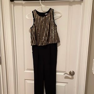 Black and Gold Sequin Jumpsuit